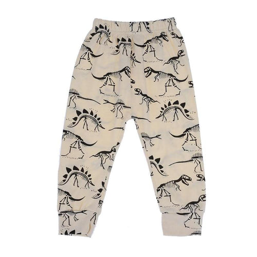 Pattern Kids Cotton Casual Pants Yellow