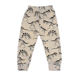 Pattern Kids Cotton Casual Pants Yellow