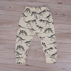 Pattern Kids Cotton Casual Pants Yellow