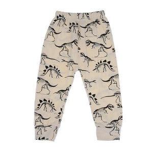 Pattern Kids Cotton Casual Pants Yellow