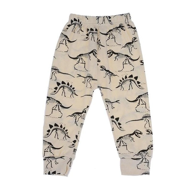 Pattern Kids Cotton Casual Pants Yellow