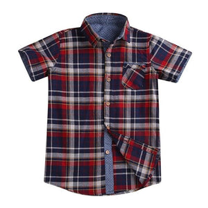 Baby Boys Plaid Casual Shirt Turn Down