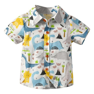 Short Sleeve Basic Boys Shirt Cartoon